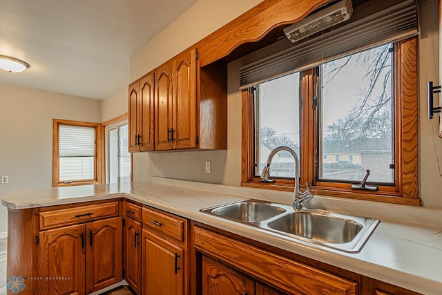 kitchen with sink and kitchen peninsula