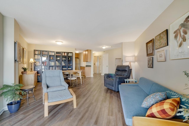 living area with wood finished floors