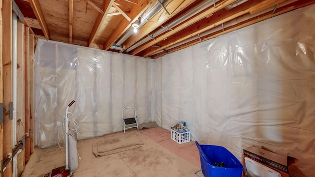 view of unfinished basement