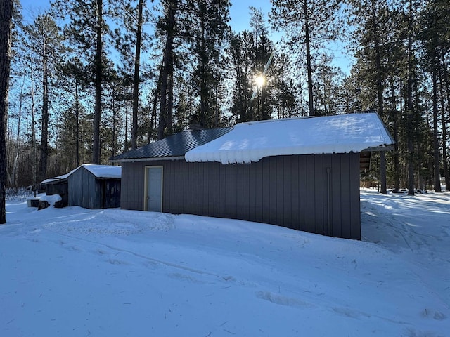 view of snow covered structure