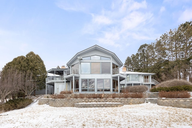 view of snowy property