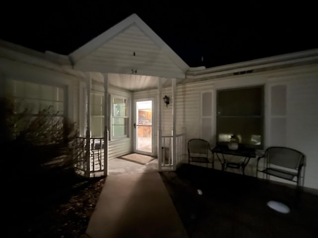 view of patio at twilight