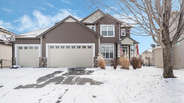 view of front of property with a garage