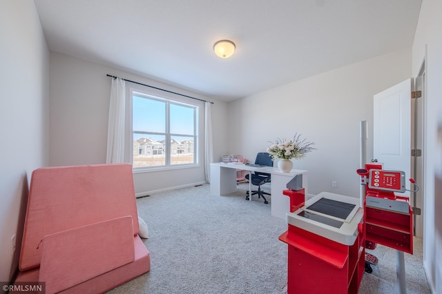 view of carpeted home office