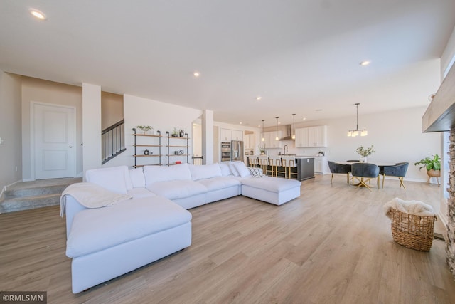 living room featuring light hardwood / wood-style flooring