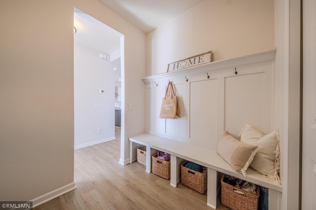 mudroom featuring light hardwood / wood-style flooring