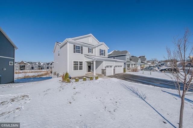 view of front property with a garage