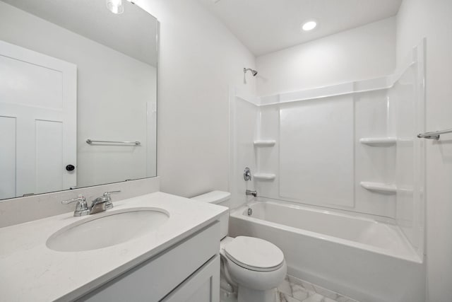 full bathroom with vanity, toilet, and shower / bath combination