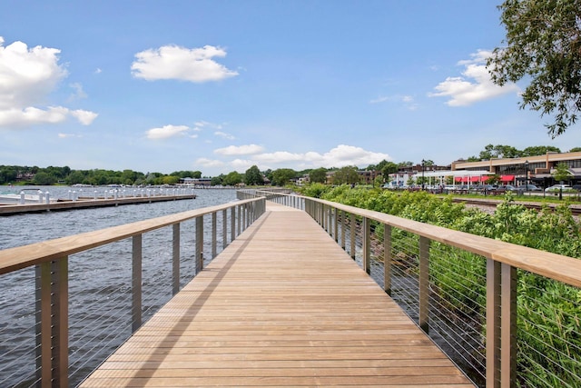 dock area with a water view