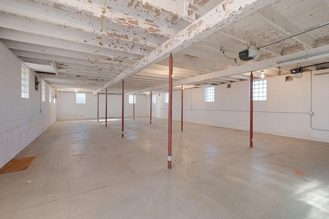 basement featuring plenty of natural light