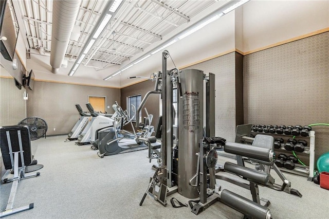 14587 Florissant Path Unit 225, Apple Valley, MN 55124 - workout area featuring wallpapered walls and carpet