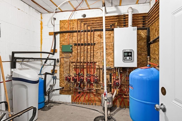 utility room with water heater