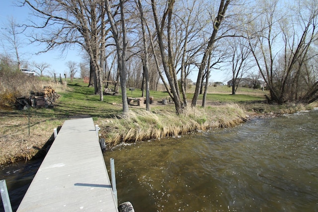 view of dock featuring a water view