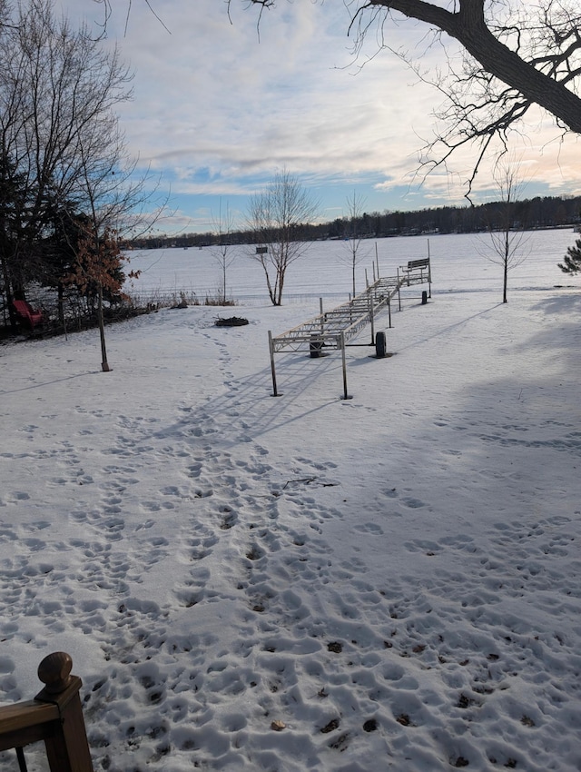 view of yard covered in snow