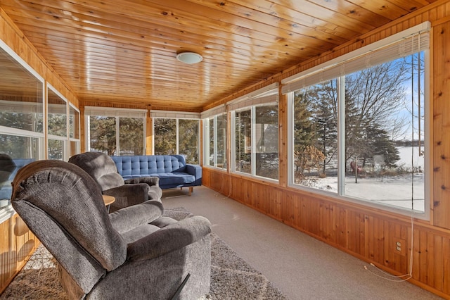 sunroom / solarium featuring wooden ceiling