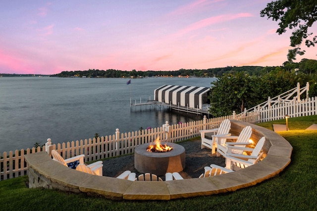 20100 Lakeview Ave, Deephaven, MN 55331 - dock area with a fire pit and a water view