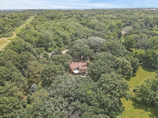 drone / aerial view with a forest view