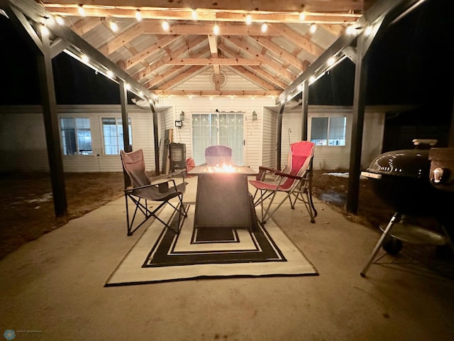 view of patio featuring a fire pit