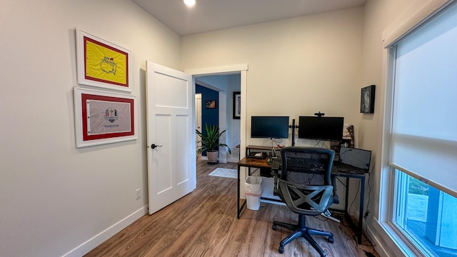 office featuring hardwood / wood-style flooring