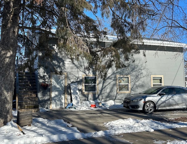 view of snow covered exterior