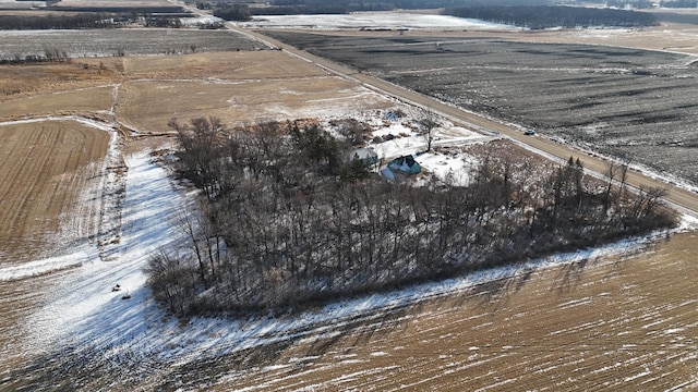 snowy aerial view with a rural view