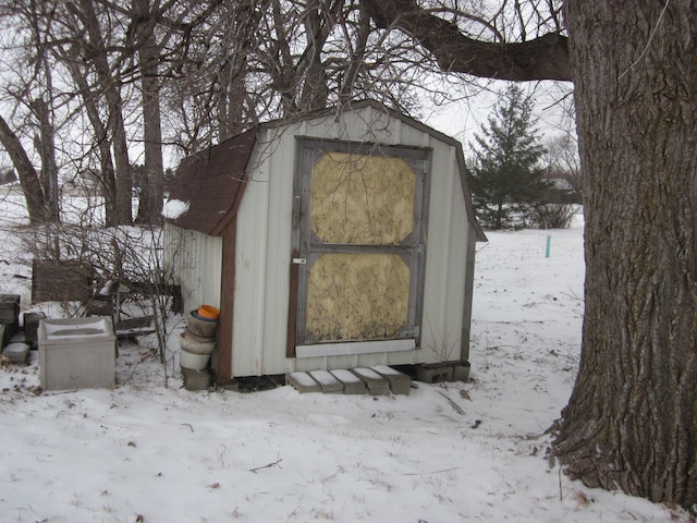 view of snow covered structure