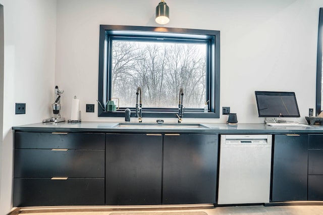 kitchen featuring white dishwasher and sink