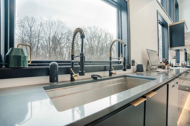 interior details with sink and stainless steel dishwasher