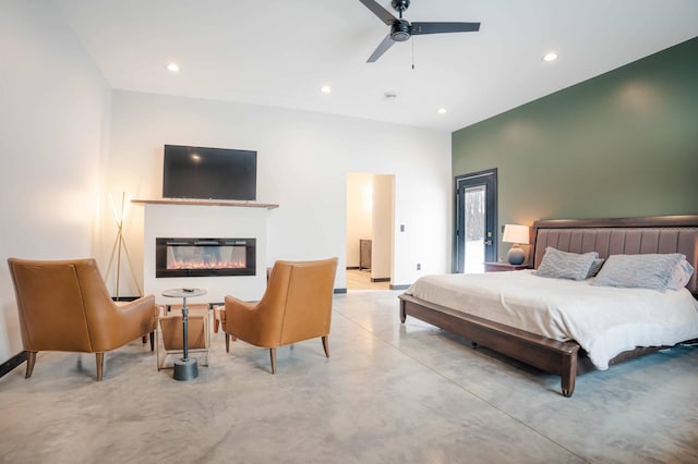 bedroom featuring ceiling fan