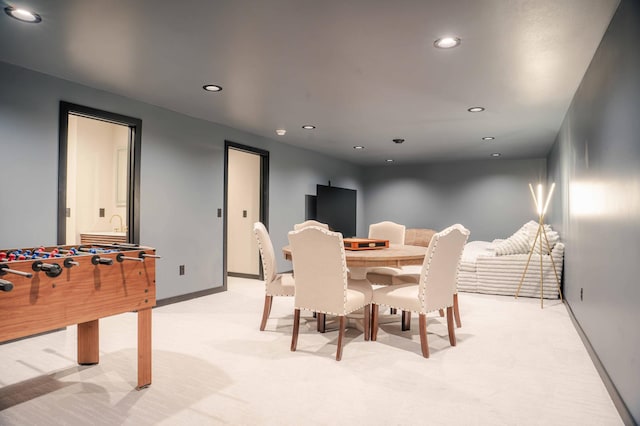 view of carpeted dining room