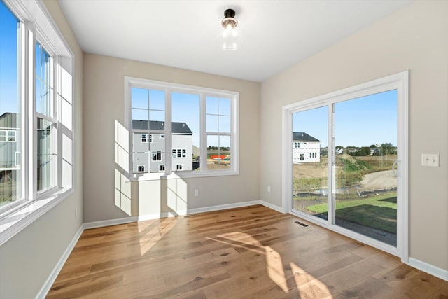 interior space featuring plenty of natural light and hardwood / wood-style floors