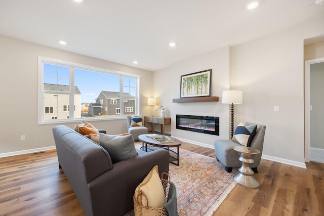 living room with hardwood / wood-style floors