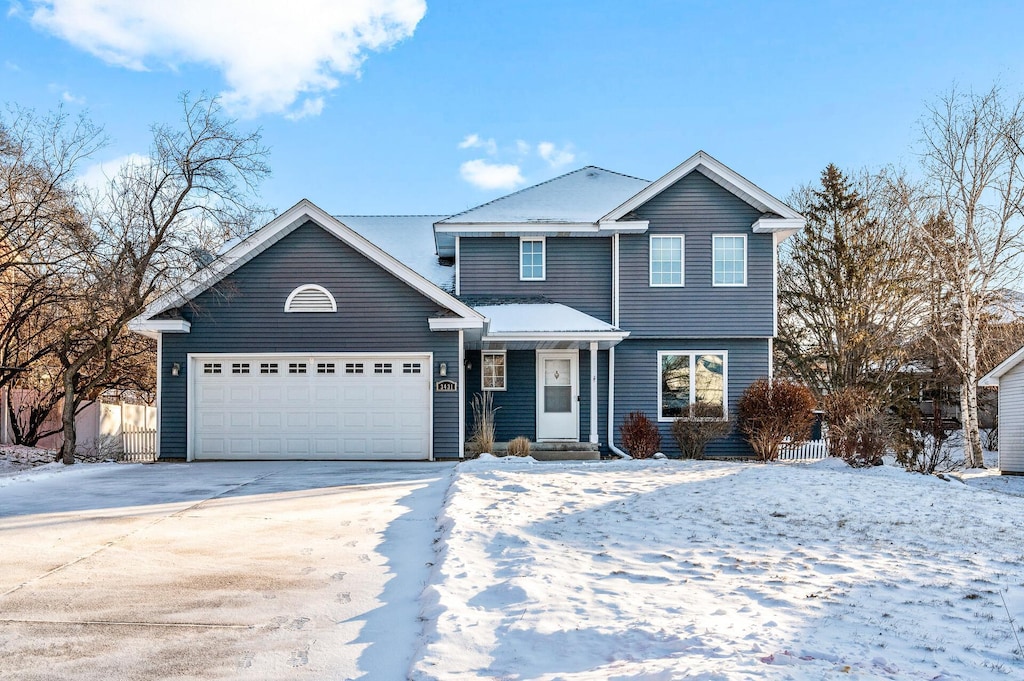 view of front property with a garage