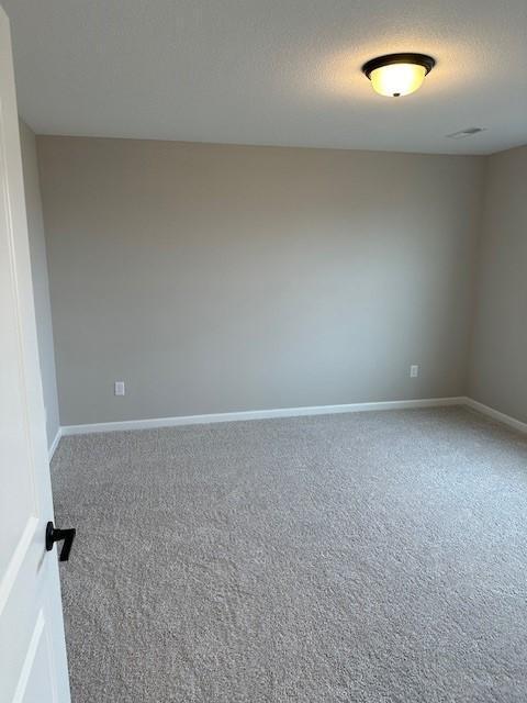 empty room featuring carpet and a textured ceiling