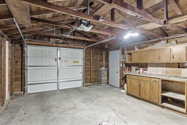 garage with a garage door opener