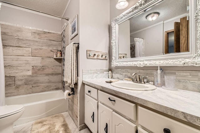 11132 100th Pl N, Maple Grove, MN 55369 - bathroom with a textured ceiling, vanity, and shower / tub combo