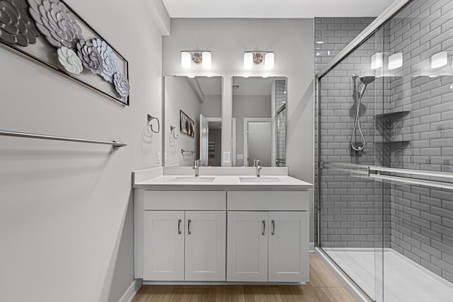 5051 216th St W, Farmington, MN 55024 - bathroom featuring a stall shower and double vanity