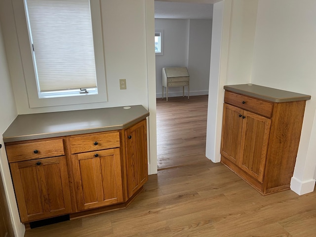 interior space with light hardwood / wood-style floors