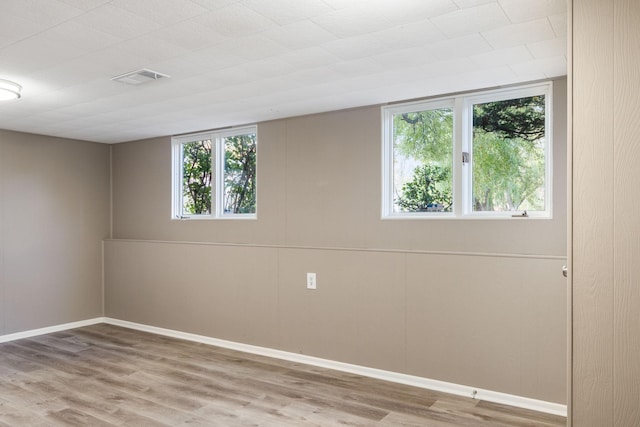 empty room featuring a wealth of natural light and wood-type flooring