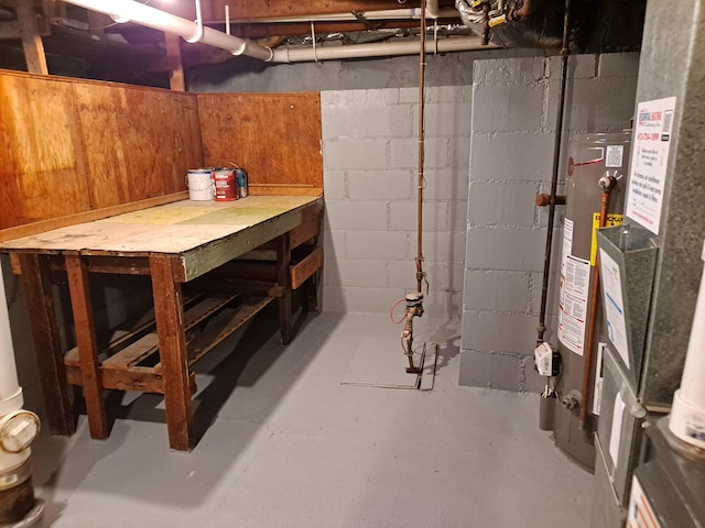 basement with gas water heater