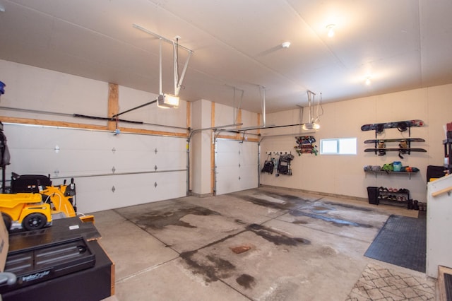 garage with a garage door opener