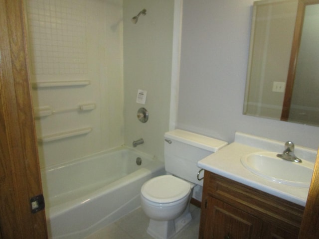 full bathroom featuring vanity, tile patterned flooring, shower / tub combination, and toilet