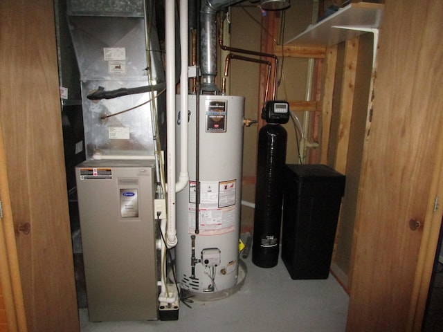 utilities with gas water heater and heating unit