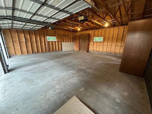 garage with a garage door opener