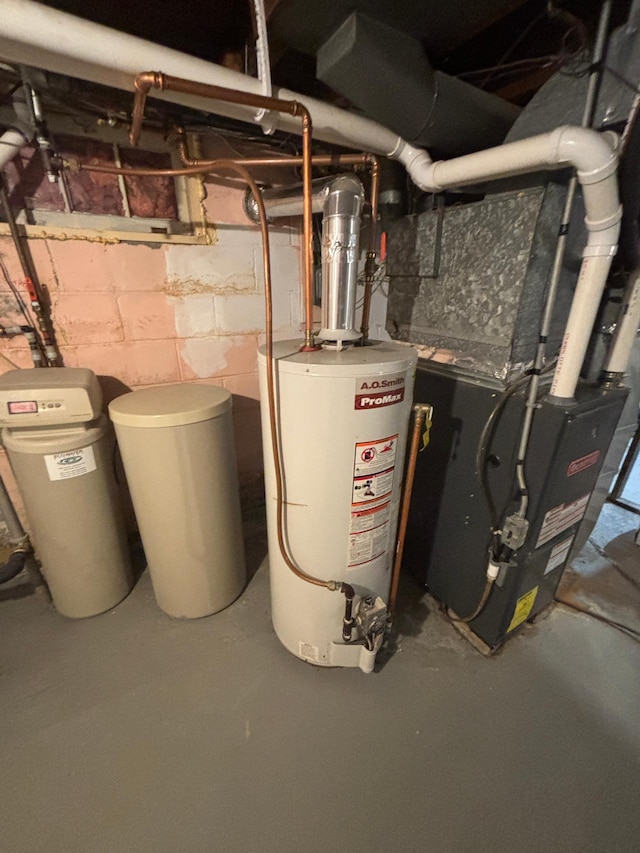 utilities featuring heating unit and water heater