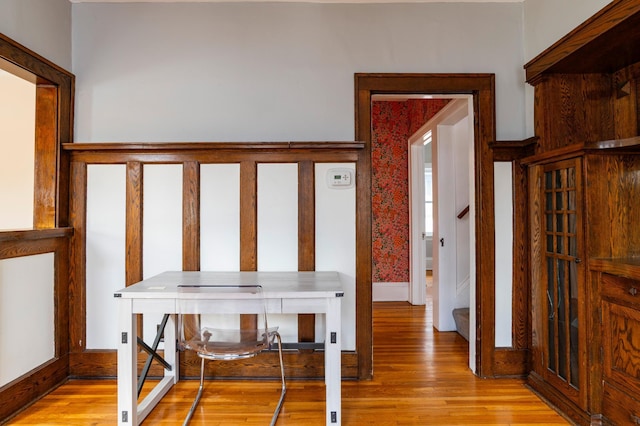 interior space featuring stairway and wood finished floors