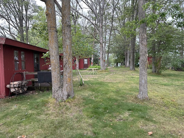 view of yard with an outdoor structure