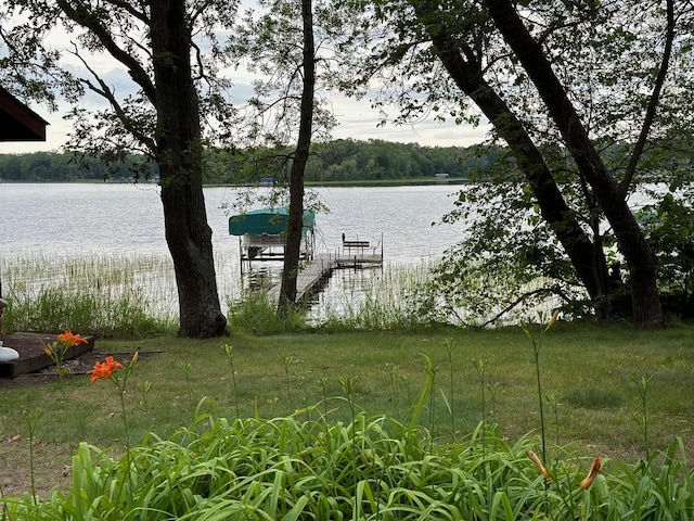 water view with a boat dock