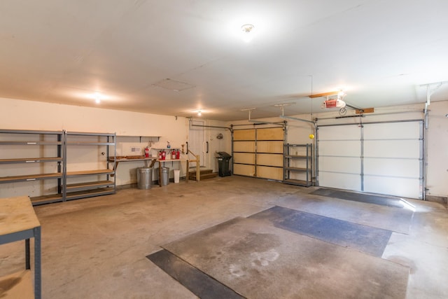 garage with a garage door opener