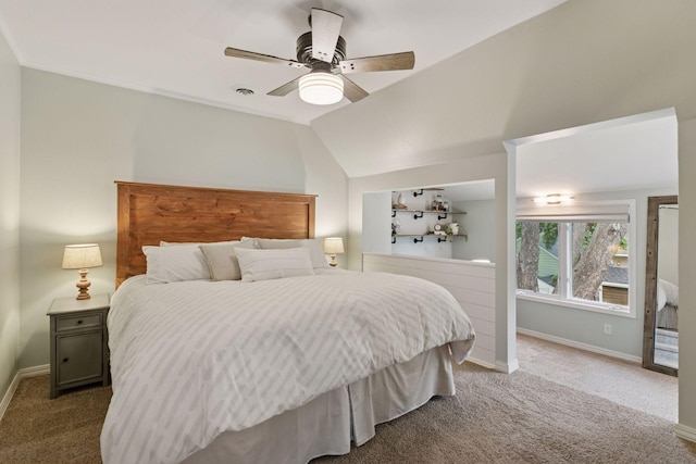 1989 Iglehart Ave, Saint Paul, MN 55104 - carpeted bedroom featuring baseboards, ceiling fan, and lofted ceiling
